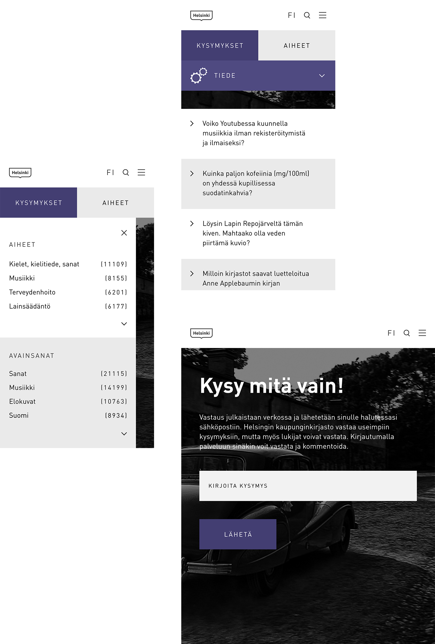 Helsingin kaupunginkirjasto - käyttöliittymäesimerkki